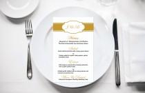wedding photo -  Gold Monogram Frame Wedding Menu Card Editable PDF Template