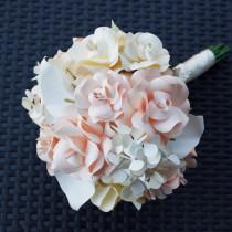 wedding photo - Paper Bouquet - Blush, Ivory, White -Hydrangeas, Roses, Calla Lillies - 8 inch - 10 inch