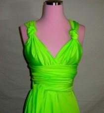 wedding photo - Neon Green Convertible Dress...Bridesmaids, Date Night, Cocktail Party, Prom, Special Occasion, Beach, Vacation