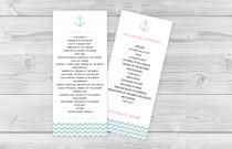 wedding photo -  Nautical Pool Blue Anchor Wave Chevron Tea Length Printable Wedding Editable PDF Program