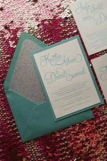 wedding photo - Tiffany & Diamond Glitter Wedding Invitation - SAMPLE (Bailey)