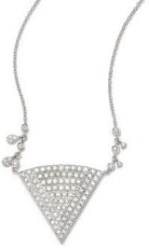 wedding photo - Meira T Pavé Diamond & 14K White Gold Triangle Pendant Necklace