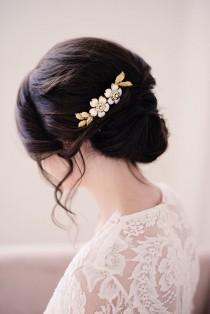 wedding photo - Hand painted gold hair comb - style 2007