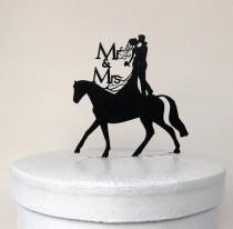 wedding photo - Wedding Cake Topper - Mr and Mrs with horse