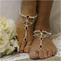wedding photo -  red barefoot sandals