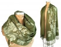 wedding photo - Beer scarf. Hops and Wheat pashmina scarf. Botanical screenprint. Craft beer brewing gift. Choose dark brown, moss & more. For women or men.