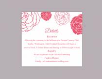 wedding photo -  DIY Wedding Details Card Template Editable Word File Download Printable Details Card Fuchsia Details Card Floral Rose Information Cards