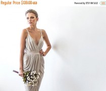 wedding photo - Champagne maxi wrap sexy dress , Bridesmaids wrap maxi gown