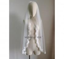 wedding photo - Custom Bridal Veil, Rose Lace Bridal Veil, Lace starts from Upper Arm, Single Tier Lace Veil, Fingertip, Waltz, Floor, Chapel, Cathedral