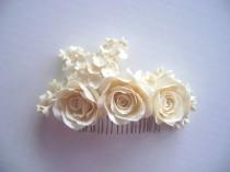 wedding photo - Bridal Ivory Hair Piece - Wedding Hair Piece -Made to Order