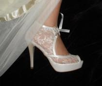 wedding photo - Wedding shoes, + GIFT hand-knitted booties to dance! Handmade lace ivory wedding shoe designed specially  #8473