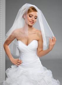 wedding photo - Pealr embellished 2 Tier Simple Bridal Wedding Veil in white or ivory