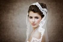 wedding photo - Lace Wedding Veil - Bridal Mantilla Veil - Ivory Wedding Veil - the Ava Lace Veil - style # 123