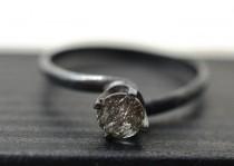 wedding photo - Black Rutile Quartz Ring, Tourmalinated Quartz Jewelry, Artisan Ring, Oxidized Silver Ring, Natural Gothic Gemstone Ring