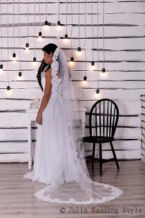wedding photo - chapel veil,lace wedding veil,Mantilla veil,chapel length veil,long veil,Elegant Wedding Veil,long white veil,lace veil,embroidered veil