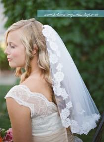 wedding photo - Light Lace Touch Veil - wedding, mantilla veils, lace veil, art nouveau, alencon, white, ivory
