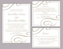 wedding photo -  DIY Wedding Invitation Template Set Editable Word File Instant Download Elegant Printable Invitation Brown Wedding Invitation Gold Wedding