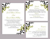 wedding photo -  DIY Wedding Invitation Template Set Editable Word File Instant Download Printable Leaf Wedding Invitation Blue Invitations Green Invitations
