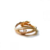 wedding photo - golden tree branch ring with zircon stone