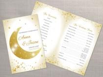 wedding photo -  DIY Printable Wedding Program Template | Editable MS Word file | 8.5 x 11 | Instant Download | 5 point gold moon stars