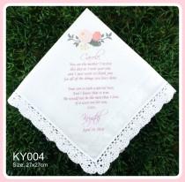wedding photo - Mother of the Groom Handkerchief from the Bride-Wedding Hankerchief-PRINTED-CUSTOMIZED-Wedding Hankies-Gifts to Mother in Law