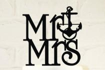 wedding photo - Wedding Cake Topper Mr and Mrs Nautical Anchor Topper Custom Personalized