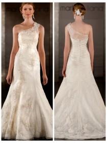 wedding photo -  A-line Lace Appliques One Shoulder Wedding Dress