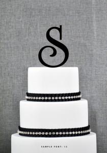 wedding photo - Letter S Monogram Initial Cake Toppers, Personalized Initial Wedding Cake Toppers,  Elegant Custom Cake Topper