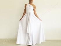 wedding photo - Wedding dress White convertible maxi formal dress gown infinity Wrap chameleon wedding plus size maternity prom