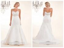 wedding photo -  Fit and Flare Cross Sweetheart with Lace Appliques and Beaded Belt