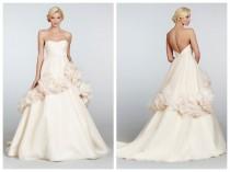 wedding photo -  Creamsicle Organza Wedding Dress with Ruched Bodice and Floral Peplum