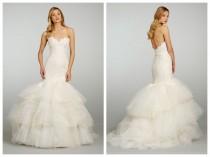 wedding photo -  Champagne Strapless Sweetheart Lace Wedding Dress with Circular Tiered Skirt