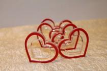 wedding photo - Red Heart  Napkin Ring  Valentine's Day Romantic Decor Set of 12 Rings