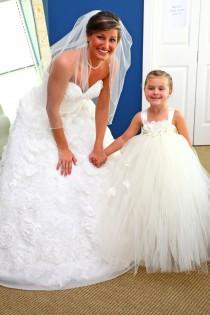 wedding photo - Ivory pearl straps flower girl tutu dress, flower girl dress, tutu dress, satin straps