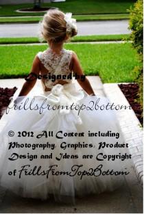wedding photo - Ivory Flower Girl Dress . Rosette Halter . Tutu Skirt