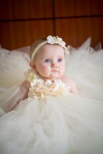 wedding photo - Ivory pearl tutu dress, flower girl dress, tutu dress