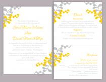 wedding photo -  DIY Wedding Invitation Template Set Editable Word File Instant Download Printable Leaf Invitation Yellow Gold Invitation Gray Invitation