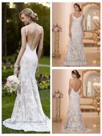 wedding photo -  Elegant Straps Sheath Lace Over Wedding Dress with Low Back