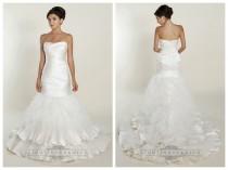 wedding photo -  Strapless Mermaid Wedding Dresses with Ruched Bodice and Layered Skirt