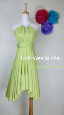 wedding photo - Bridesmaid Dress Infinity Dress Pear Green Knee Length Wrap Convertible Dress Wedding Dress