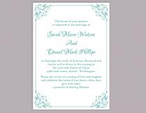 wedding photo -  DIY Wedding Invitation Template Editable Word File Instant Download Elegant Printable Invitation Blue Turquoise Invitation Floral Invitation
