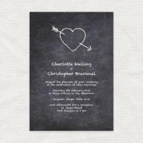 wedding photo - chalkboard diy wedding invitations - printable wedding invitations love heart sketch doodle high school teacher retro do it yourself crush