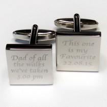 wedding photo - Silver Wedding Cufflink,  Engraved, Square, Personalised, Personalised Date, Bride Cufflinks, father of the bride, DAD OF ALL the walks