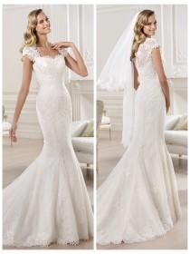 wedding photo -  Cap Sleeves Straight Straps Neckline Mermaid Wedding Dress Featuring Applique Crystal