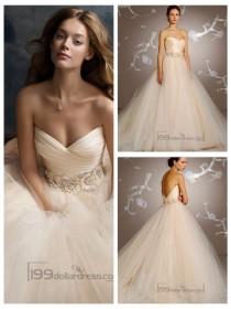 wedding photo -  Blush Romantic Tull Sweetheart Bridal Ball Gown with Floral Jewel Band