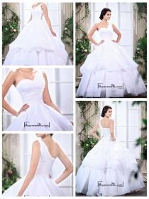 wedding photo -  Adorable Satin & Organza Satin Ball gown One Shoulder Neckline Raised Waist Bridal Dress