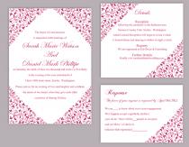 wedding photo -  DIY Wedding Invitation Template Set Editable Word File Instant Download Printable Flower Invitation Fuchsia Invitation Elegant Invitation
