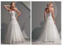 wedding photo -  Beautiful Elegant Lace A-line Strapless Wedding Dress In Great Handwork