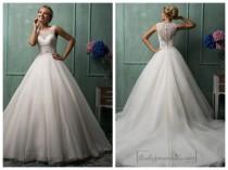 wedding photo -  Illusion Neckline A-line Wedding Dresses Featured Sweetheart