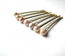 wedding photo - Freshwater Pearl Hair Pins, Pastel Set of 7 Beach Wedding Hairpins